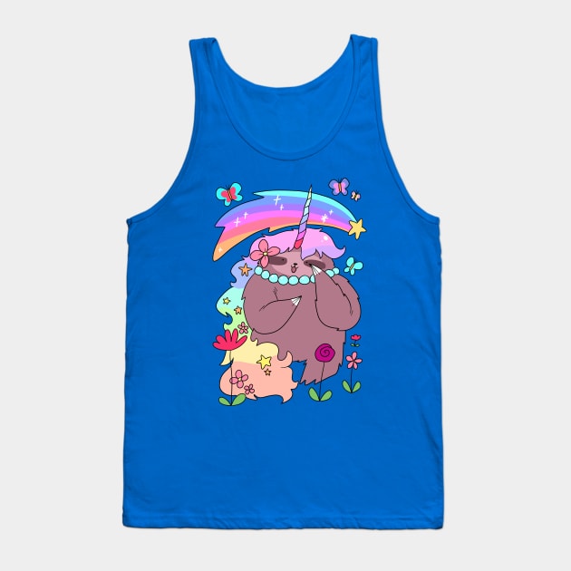 Rainbow Unicorn Sloth Tank Top by saradaboru